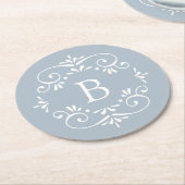 青フランスの白モノグラエレガントム ラウンドペーパーコースター (アングル)