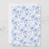 青フランスの白ヴィンテージフローラブライダルシャワー 招待状 (裏面)