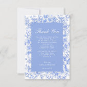 青フランスの結婚いフローラ サンキューカード (正面)