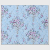 青フランスの色の白いビクトリアンスタイルフローラの分離 ラッピングペーパー (フラット)