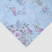 青フランスの色の白いビクトリアンスタイルフローラの分離 薄葉紙 (詳細)