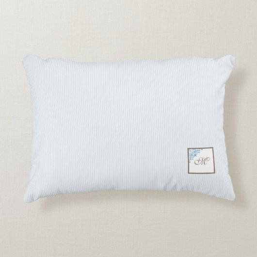 青フランスの色の（紋章の）フラ・ダ・リストライプスクリプトモノグラム アクセントクッション (正面)