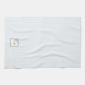 青フランスの色の（紋章の）フラ・ダ・リストライプスクリプトモノグラム キッチンタオル (横)