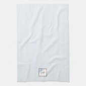 青フランスの色の（紋章の）フラ・ダ・リストライプスクリプトモノグラム キッチンタオル (縦)