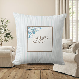 青フランスの色の（紋章の）フラ・ダ・リストライプスクリプトモノグラム クッション