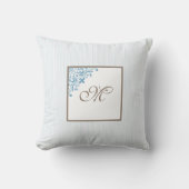 青フランスの色の（紋章の）フラ・ダ・リストライプスクリプトモノグラム クッション (正面)