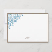 青フランスの色の(紋章の)フラ・ダ・リストライプスクリプトモノグラム ノートカード (正面)