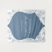 青フランスの色ビクトリアンフローラクレストブライダル背景 タペストリー (正面(横))