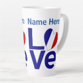 青フランスの色愛ギア国旗パーソナライズされた カフェラテマグ (右アングル)