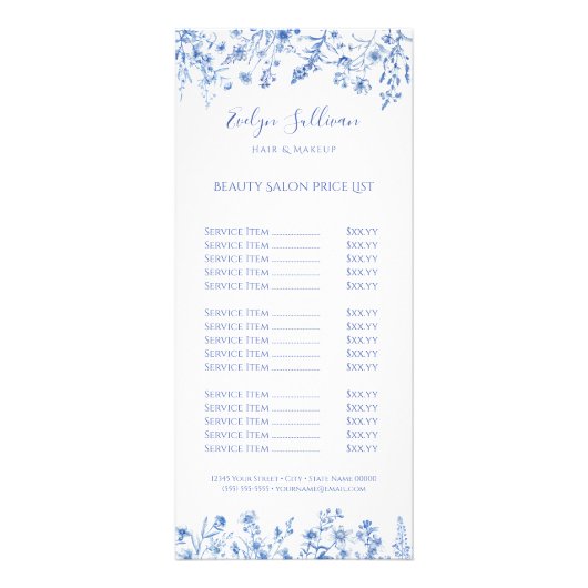 青フランスの野の花の価格表ラックカード ラックカード (正面)