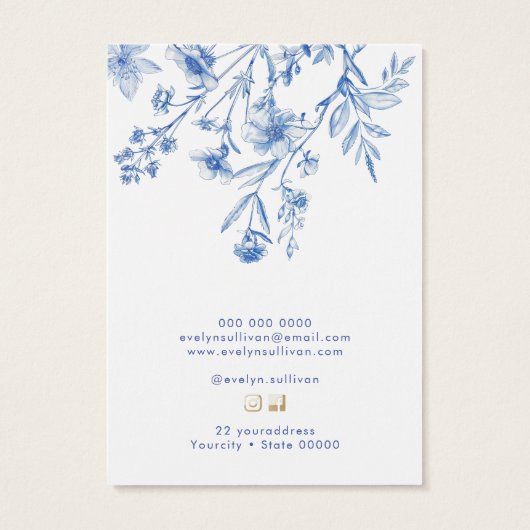 青フランスの野花イヤリング表示カード (裏面)