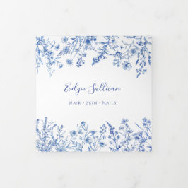 青フランスの野花三折 三つ折りカード