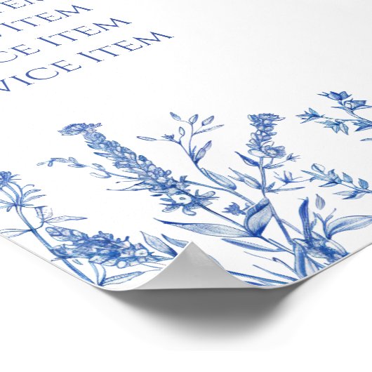 青フランスの野花価格表作成ポスター ポスター (角)