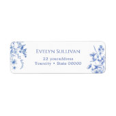 青フランスの野花差出人住所ラベル ラベル (正面)