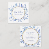 青フランスの野花金ゴールド円名刺 スクエア名刺 (正面/裏面)