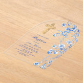 青フランスの野草弓洗礼 アクリル招待状 (レイダウン)