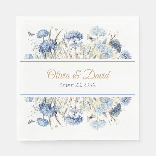 青フランスの野草野結婚ナプキン スタンダードランチョンナプキン (正面)