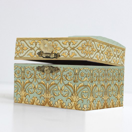 青フランスの金ゴールド花華美柄のデコパージュ 薄葉紙