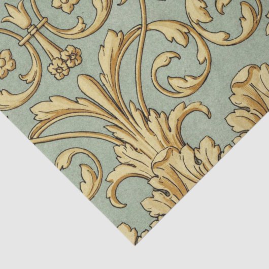 青フランスの金ゴールド花華美柄のデコパージュ 薄葉紙 (詳細)