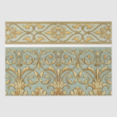 青フランスの金ゴールド花華美柄のデコパージュ 薄葉紙 (正面)