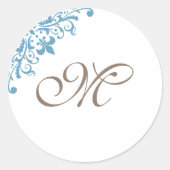 青フランスの（紋章の）フラ・ダ・リイニシャルスクリプトモノグラム ラウンドシール (正面)