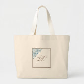 青フランスの(紋章の)フラ・ダ・リイニシャルスクリプトモノグラム ラージトートバッグ (正面)