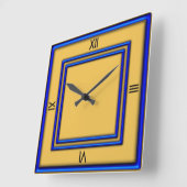 青フレーム4黒の数字金ゴールド スクエア壁時計 (傾斜)