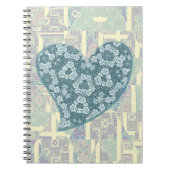 青フローラおもしろいハートヴィンテージスタイル仕訳帳 ノートブック (正面)