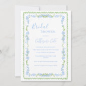 青フローラお洒落ブライダルシャワー 招待状 (正面)