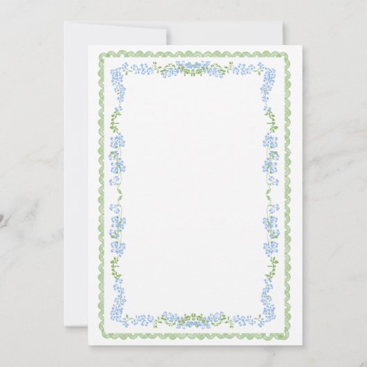 青フローラお洒落ブライダルシャワー 招待状 (裏面)