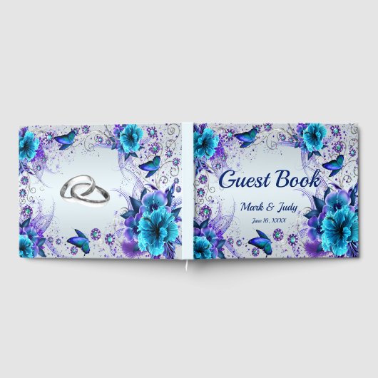 青フローラと蝶結婚のゲストブック ゲストブック (全面)