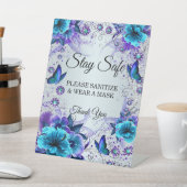 青フローラと蝶結婚の安全 台座サイン (インサイチュ)