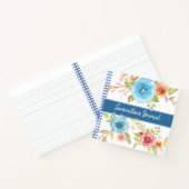 青フローラの水色カスタムのスクリプト名の正方形 ノートブック (内部)