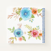 青フローラの水色カスタムのスクリプト名の正方形 ノートブック (裏面)