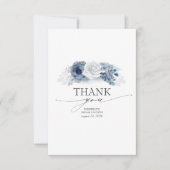 青フローラエレガントブライダルシャワーサンキューカード 招待状 (正面)