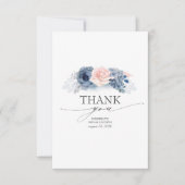 青フローラエレガントブライダルシャワーサンキューカード 招待状 (正面)