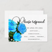 青フローラエレガント青バラ青い花 出欠カード (正面/裏面)