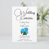 青フローラエレガント青バラ青い花 招待状 (スタンド正面)