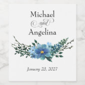 青フローラオン白結婚の ワインラベル (シングルラベル)