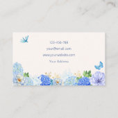 青フローラシンプルエレガント鳥 名刺 (裏面)
