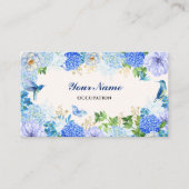 青フローラシンプルエレガント鳥 名刺 (正面)