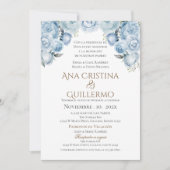 青フローラスペインの結婚式招待状 招待状 (正面)
