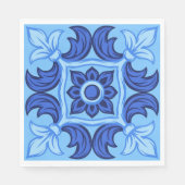 青フローラタイルパターンヴィンテージ 地中海の スタンダードランチョンナプキン (正面)