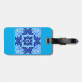 青フローラタイルパターンヴィンテージ 地中海の ラゲッジタグ (裏面横)