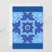 青フローラタイルパターンヴィンテージ 地中海の 招待状 (正面)