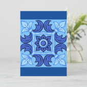 青フローラタイルパターンヴィンテージ 地中海の 招待状 (スタンド正面)