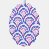 青フローラダマスク模様 オーナメントカード (左)