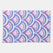 青フローラダマスク模様 キッチンタオル (横)