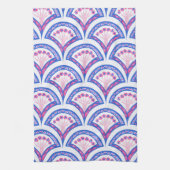 青フローラダマスク模様 キッチンタオル (縦)