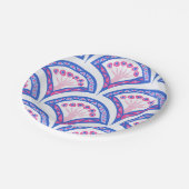 青フローラダマスク模様 ペーパープレート (アングル)